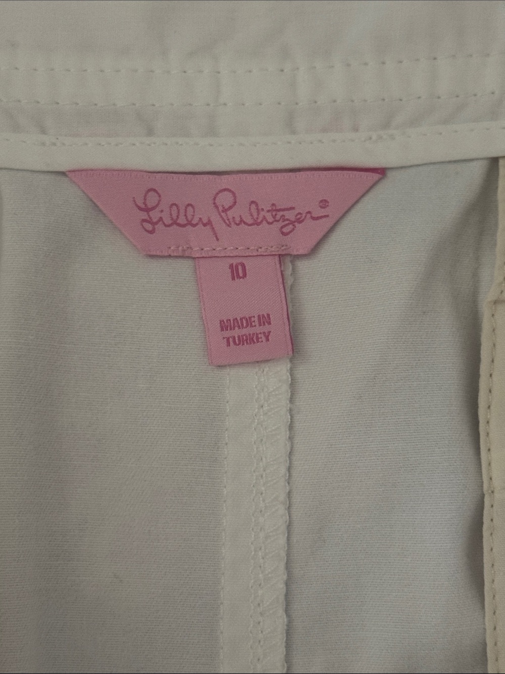 Lilly Pulitzer White Chino Mini Skirt Button Detail Cotton Preppy Size 10 - Picture 6 of 9